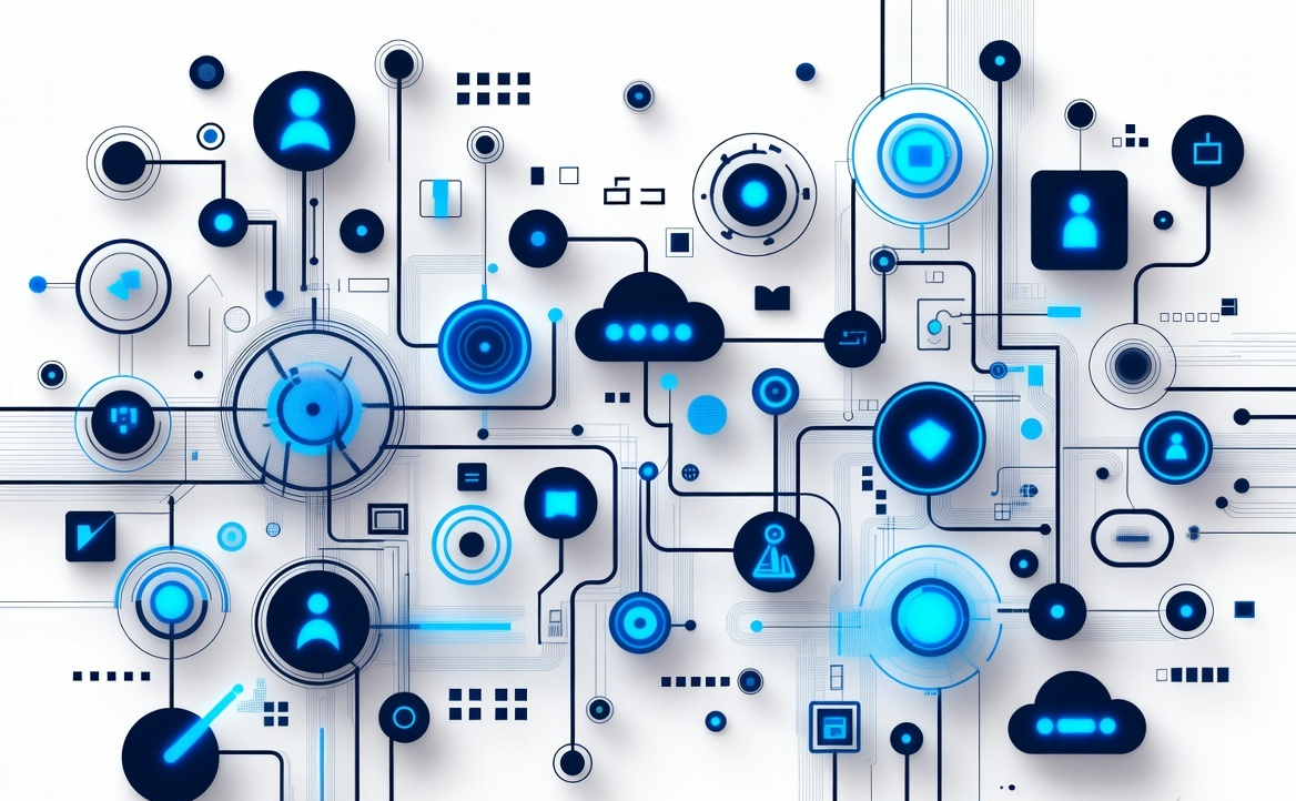 Connected technology network illustration